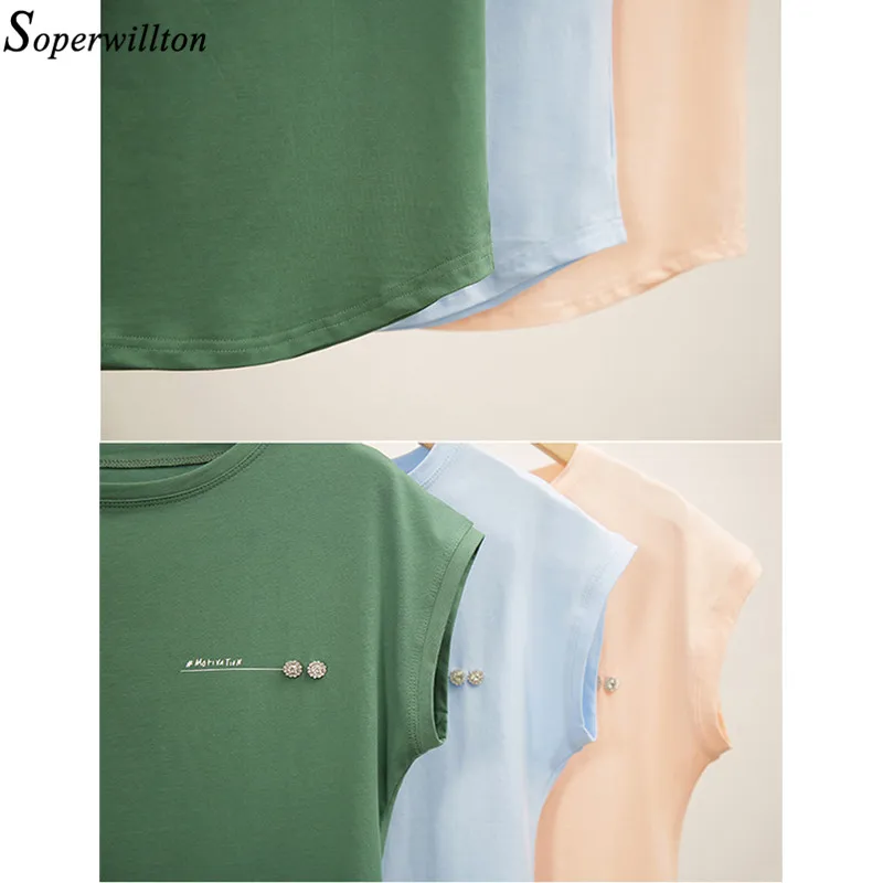 Футболка Soperwillton Женская лето 2020 Повседневная футболка женские хлопковые топы