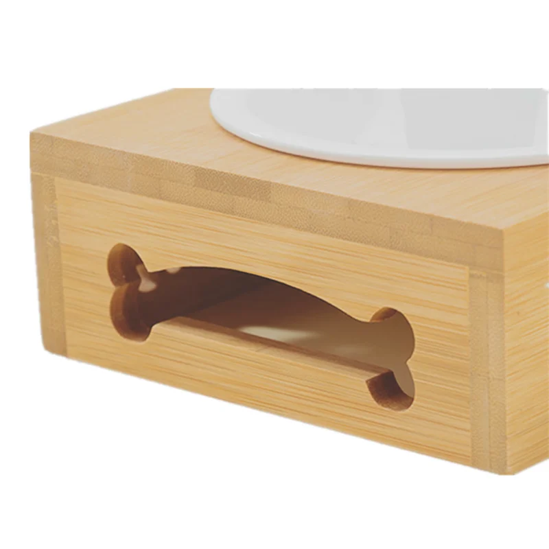 

Saim Pet Food Drinking Dish Feeder Pet Supplies Feeding Bowls Wood Frame Pet Food Ceramics Bowl For Dog Cat Feeding Dog Bowls