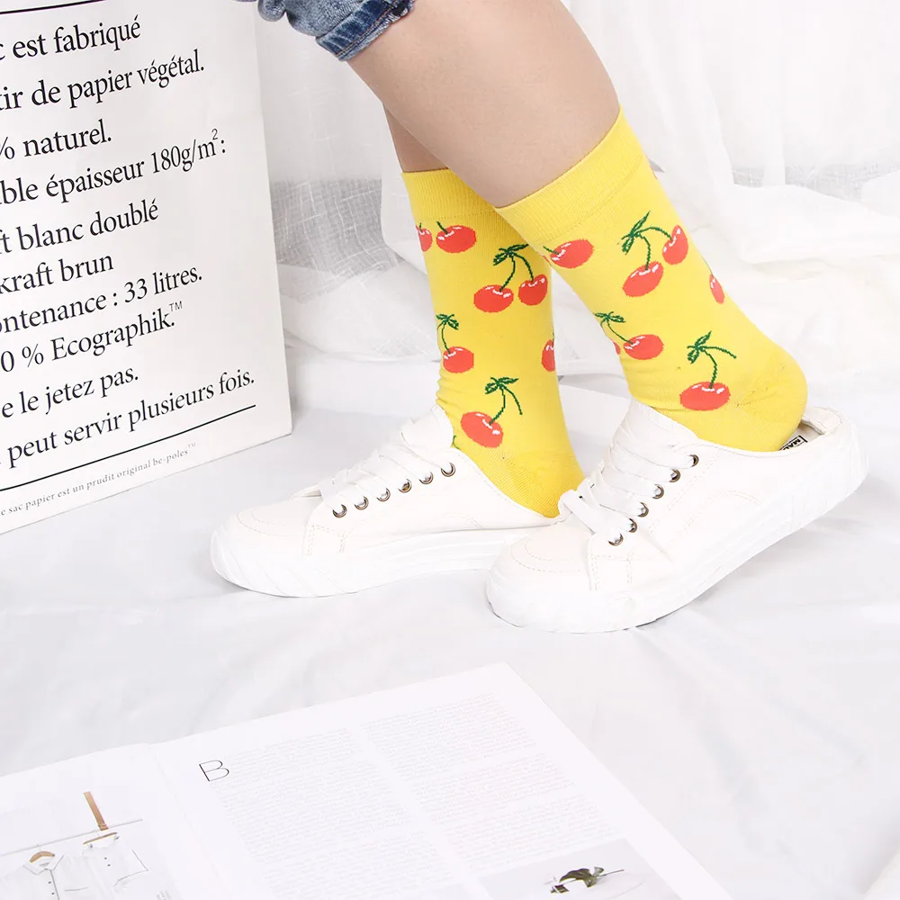 Модные дышащие носки с фруктовым принтом животными весна лето хлопковые