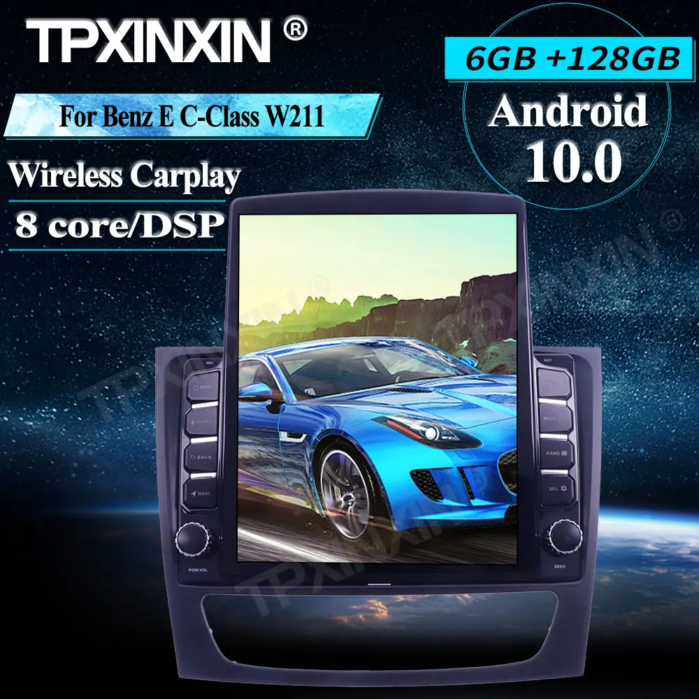 저렴한 무선 카플레이 터치 스크린 스테레오 수신기 6 + 128G, 메르세데스 벤츠 E/C 클래스 W211 안드로이드 카 라디오 플레이어 라디오 IPS 스크린