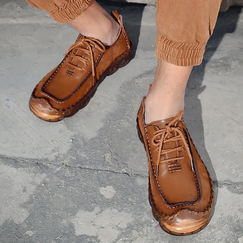 

shoes men Handmade Leather Men Casual Shoes lace up Luxury Brand handmade Mens oxfords Italian Moccasins Black Sneakers Shoes