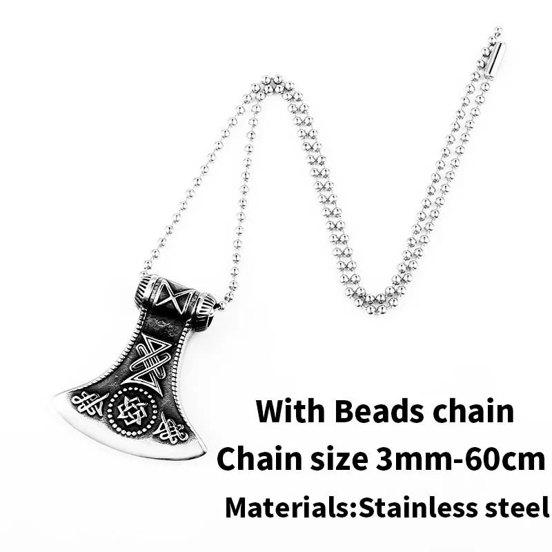 beads chain style Байер 316L из нержавеющей стали амулет кулон ожерелье подвеска в виде топора в стиле легендарных викингов кулон с рунами vikingnorth ювелирные изделия-талисманы - Окраска металла: beads chain style