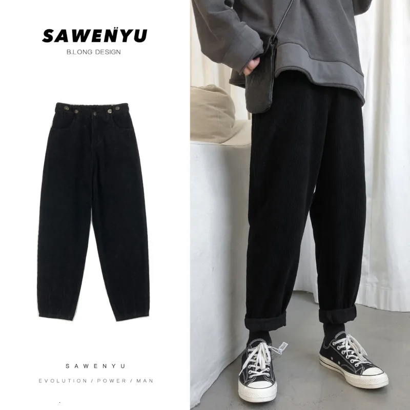 Вельветовые брюки Мужская мода Устойчивые Цвет в ретро стиле повседневные