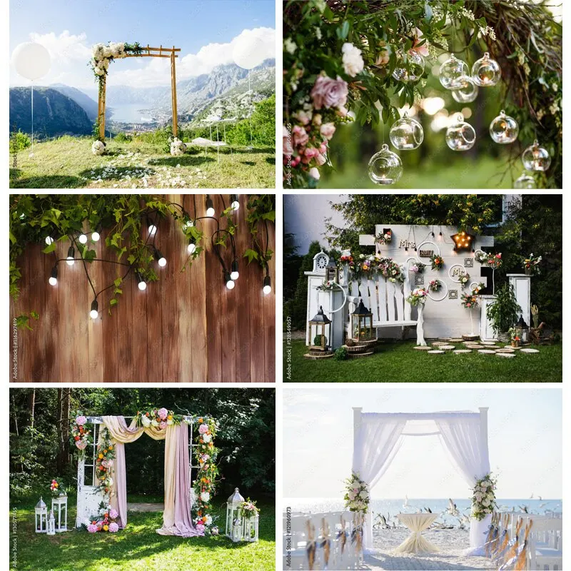 Виниловый фон для свадебной фотосъемки на заказ Цветочная стена лес данкет