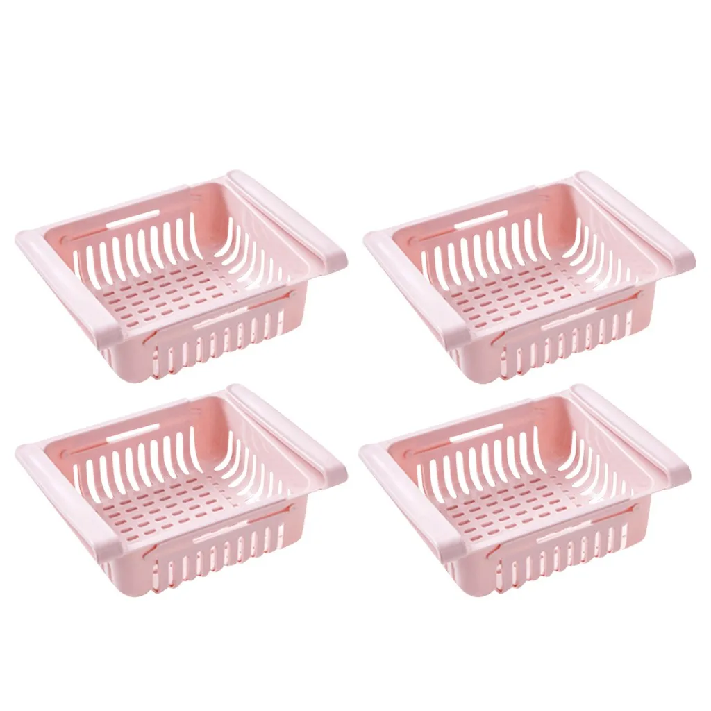 

4 Pcs Pull-out Refrigerator Storage Box Holder Food Organizer Drawer Shelf Proper high quality materials Brand new#35