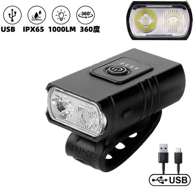 

T6 LED Bicycle Light 10W 1000LM USB Rechargeable Power Display MTB Mountain Road Bike Front Lamp Flashlight Cycling Equipment