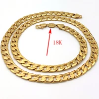 18 k stamp link china necklace flat cuban curb link chain yellow gold gf 60 8 mm wide 24