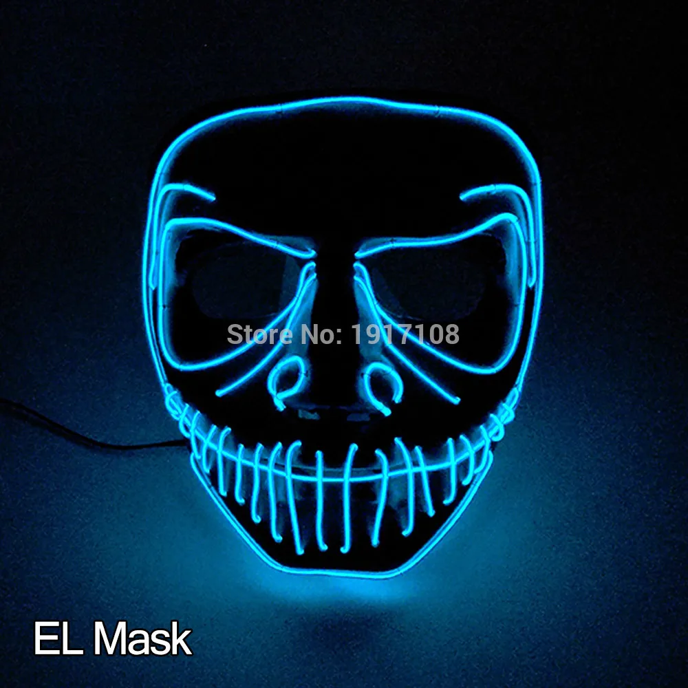 mask 22 Лидер продаж EL Wire светящаяся маска Nenon светильник костюм маска светодиодный Вечерние Маски для страшной тематики косплей маска украшение - Цвет: mask 22