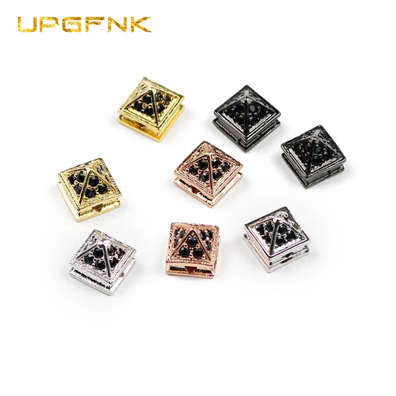 

UPGFNK 4 шт. формы башни медные бусины-спейсеры черные стразы бусины для изготовления ювелирных изделий браслет DIY Аксессуары