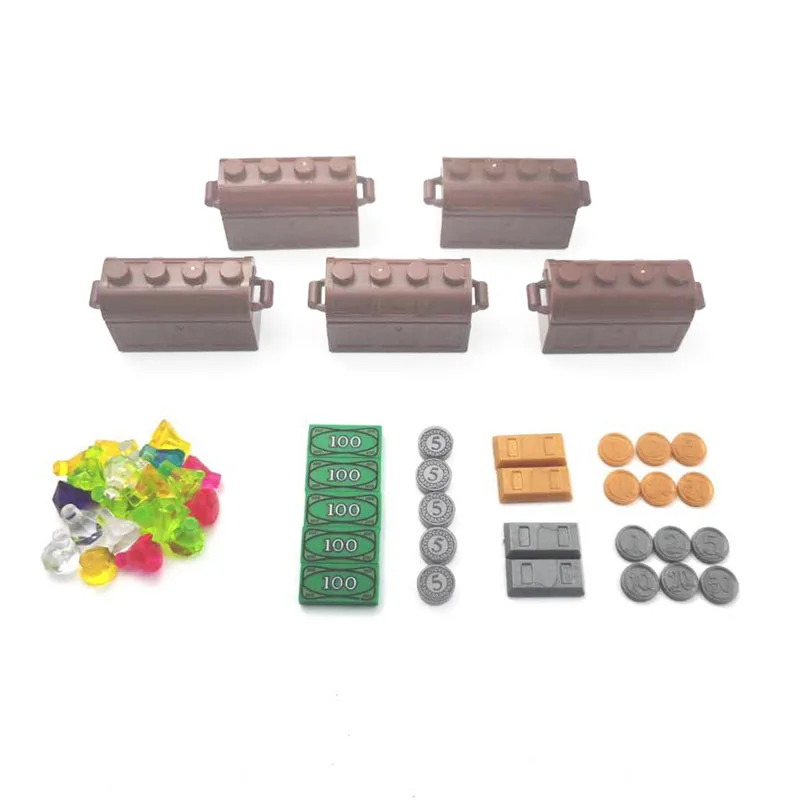 

Pirate's Private Treasury Gold Bar Diamond Silver Coin Gold Coin Dollar Building Block figures