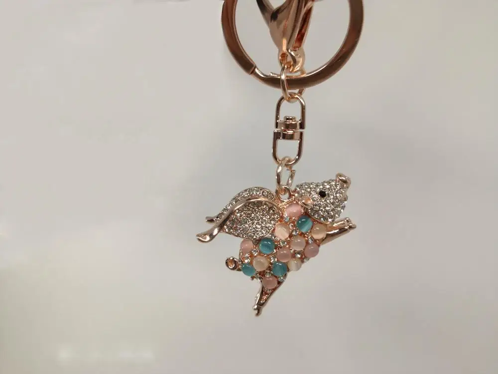 Брелок для ключей с кристаллами и разноцветными камнями милая сумка украшение