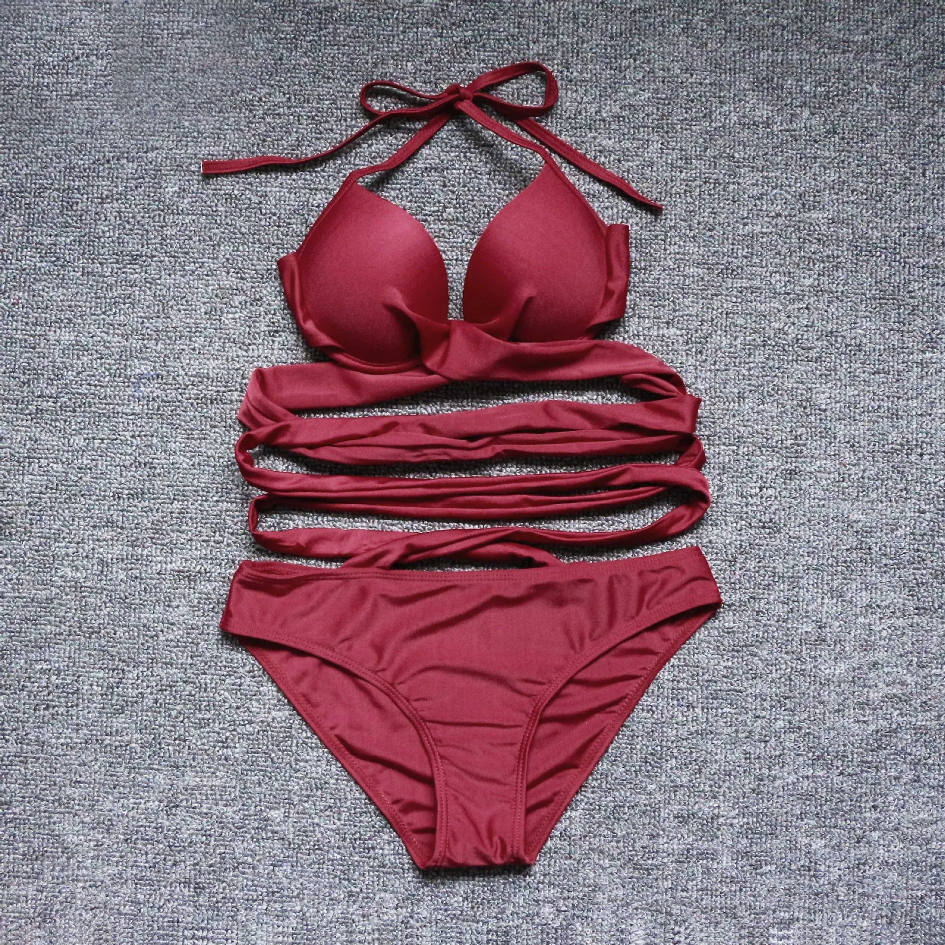 

Women Bandage Bikini Set Halter Swimsuits Two Piece Push Up Criss Cross Bathing Suits