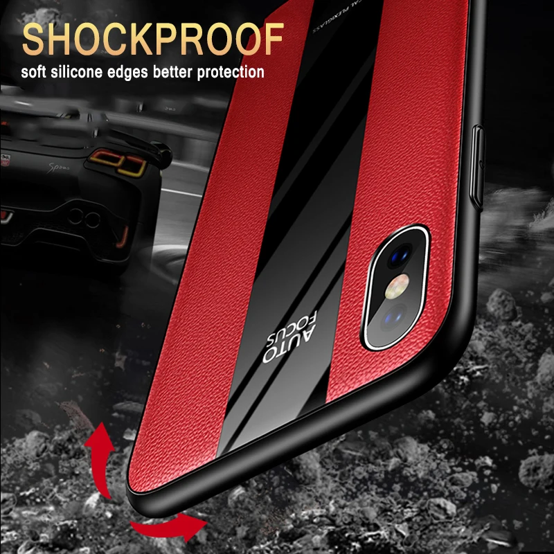 Для Coque iPhone XS MAX XR 10 8 7 6s Plus противоударный кожаный чехол стеклянный чехол для телефона для funda iPhone7 iPhone8 силиконовый корпус
