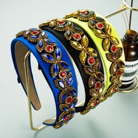 new fashion baroque multicolor rhinestones blue yellow gorgeous temperament headband women prom travel gift hair accessories