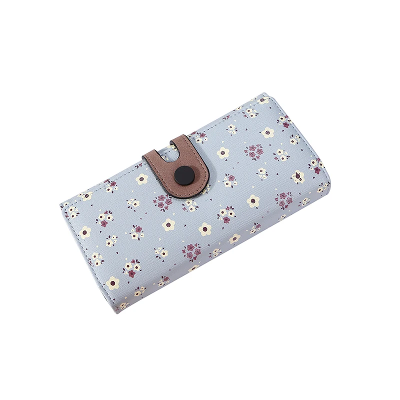 

Western Style Lady Money Clips Flower Printing PU Leather Long Women`s Wallet Hasp Coin Purses Card Holder Tide Female Clutch