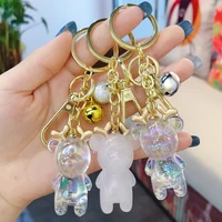 lovely animal lucky dream crystal fawn deer keychain keyring for women jewelry cute silicone doll key holder keyring gift 2020