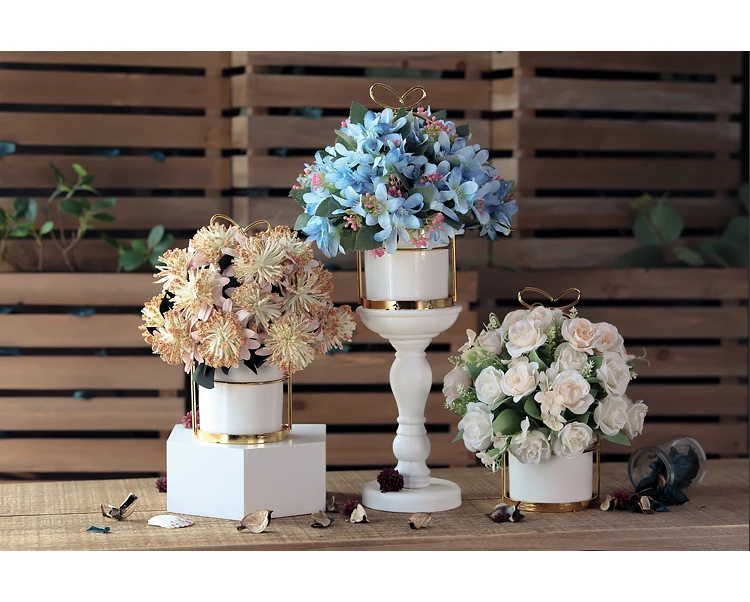 Европейский стиль искусственный набор горшков для цветов ваза стола украшение