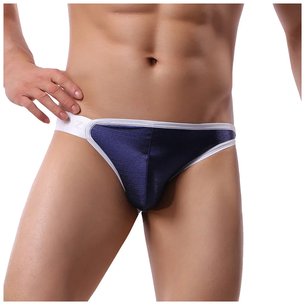 Мужские трусы бикини из полиэстера черные дышащие с низкой талией сексуальное