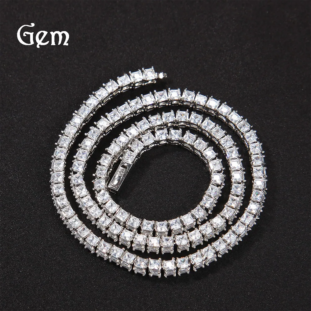 

Ожерелье из цепи для тенниса с фианитом 4 мм, мужское простое металлическое ожерелье в стиле хип-хоп, ювелирные изделия