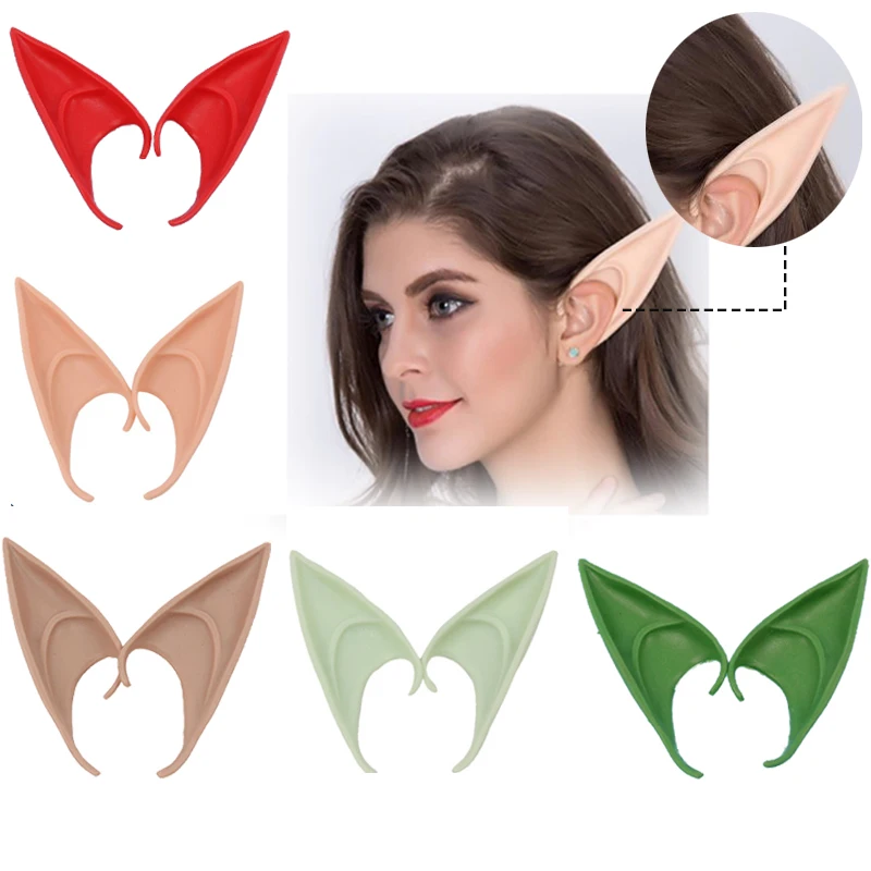 

Elf Ears Halloween Decoration Anime Fairy Cosplay Accessories False Angel Elven Ears Props Costumes Vampire Hook Christmas Decor