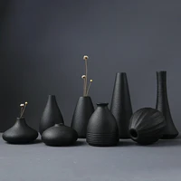creative black ceramic small vase home office craft desktop decoration simple chinese art decoration
