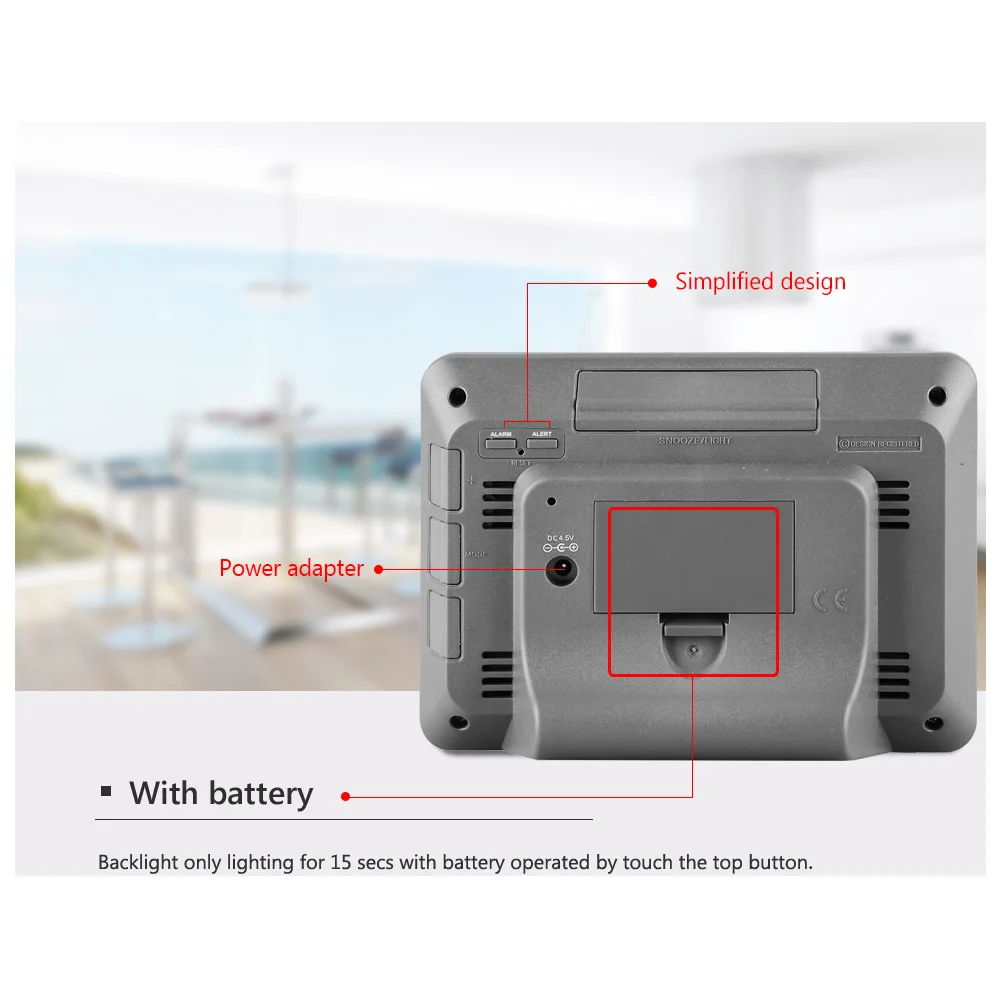 

Digital Alarm Clock Weather Station LED Temperature Humidity Weather Forecast Snooze Table Clock With Time Electronic