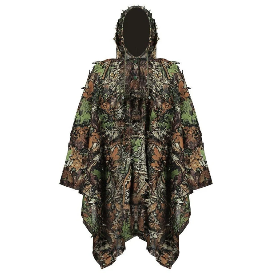 Снайпер CS Bionic Камуфляж пончо для мужчин 3D Охота кленовый лист камуфляж ghillie