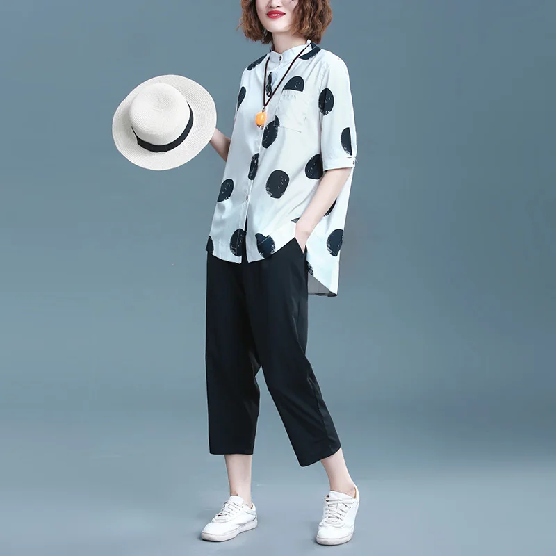 Комплект из двух предметов женский хлопка и льна повседневный брючный костюм до