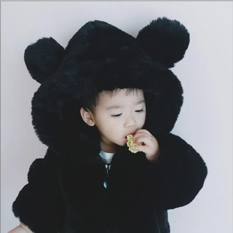 Зимние детские пальто из искусственного меха корейский длинный детский толстый