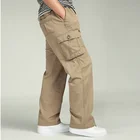 Мужские повседневные брюки цвета хаки, брюки со множеством карманов, длинные мешковатые прямые мужские свободные бриджи, мужские брюки для весны и осени