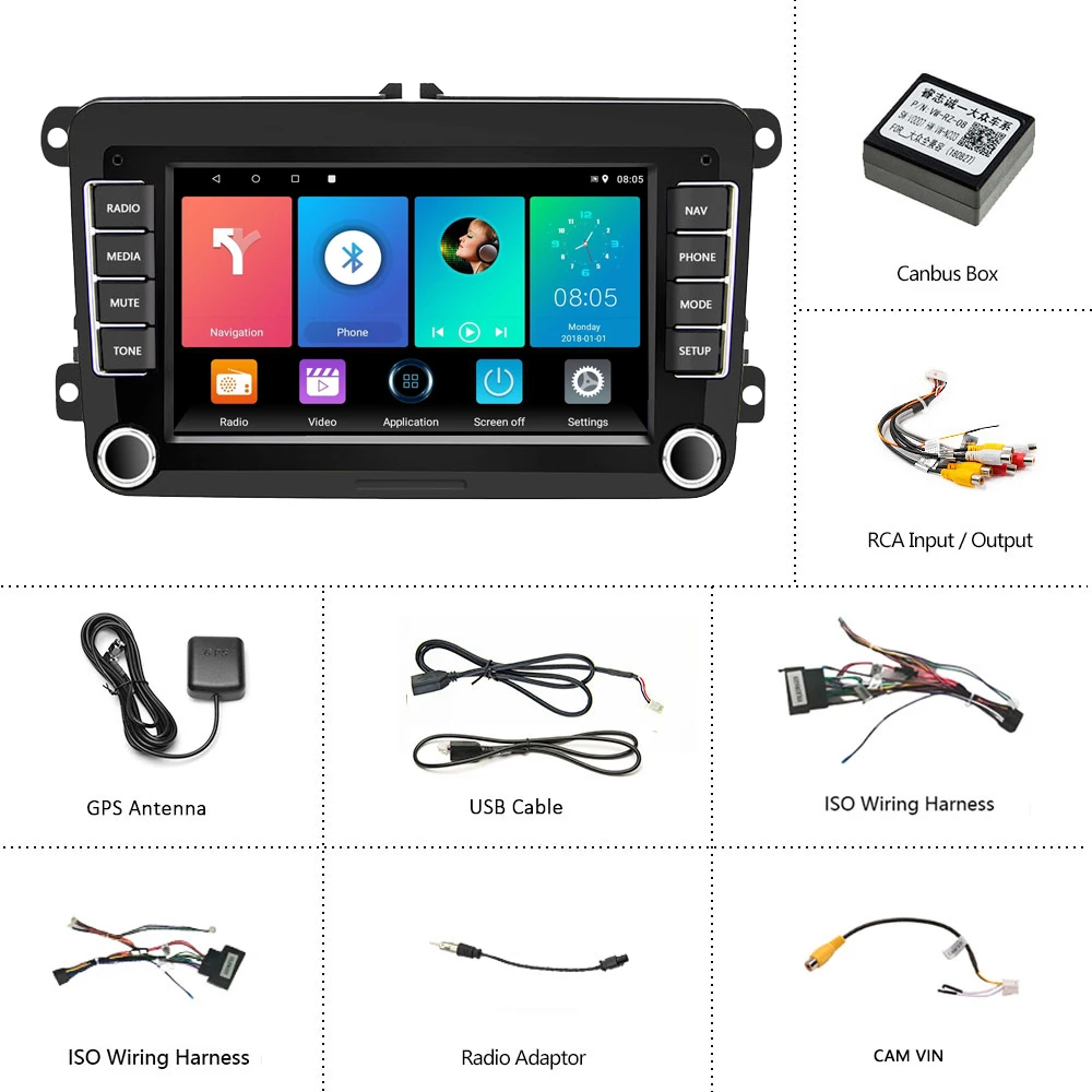 2 Din 7 дюймов Android 8 1 стерео для Volkswagen/Golf/Polo/Tiguan/Passat/SEAT/leon/Skoda/Octavia автомобильный Радио