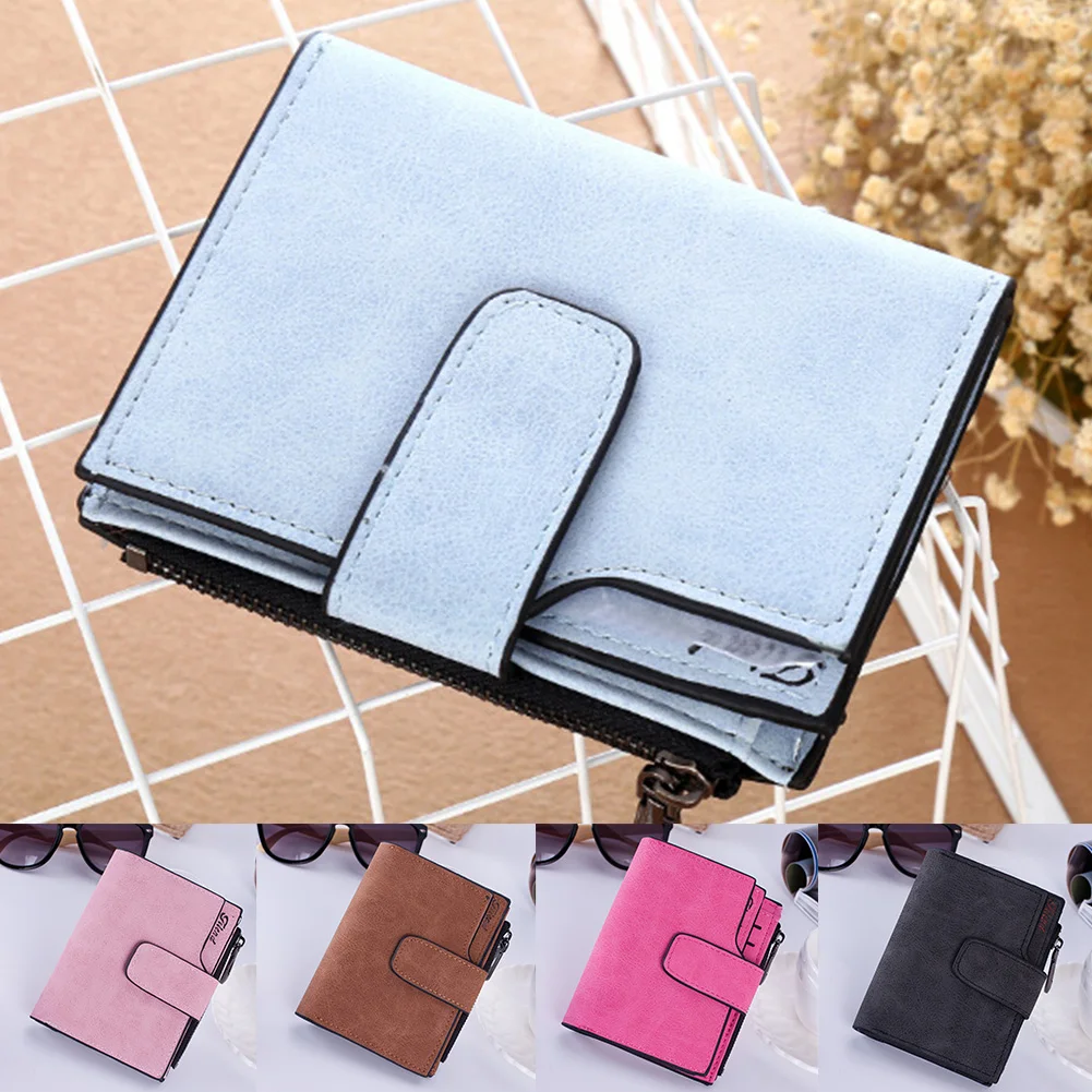 

Fashion Women Wallet PU Leather Small Coin Bag Purse Matte Bifold Wallet Solid Color Ladies Card Holder Clutch Wallet
