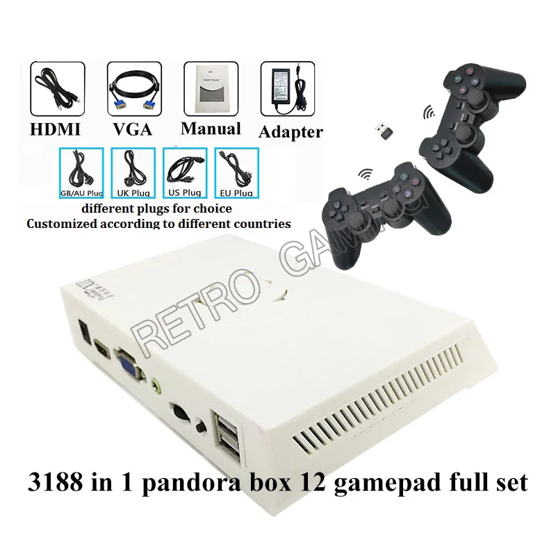 Аркада контроллер USB геймпад полный набор консоль Pandora Box XII 12 53 * 3D игры 3188 в 1 VGA HDMI