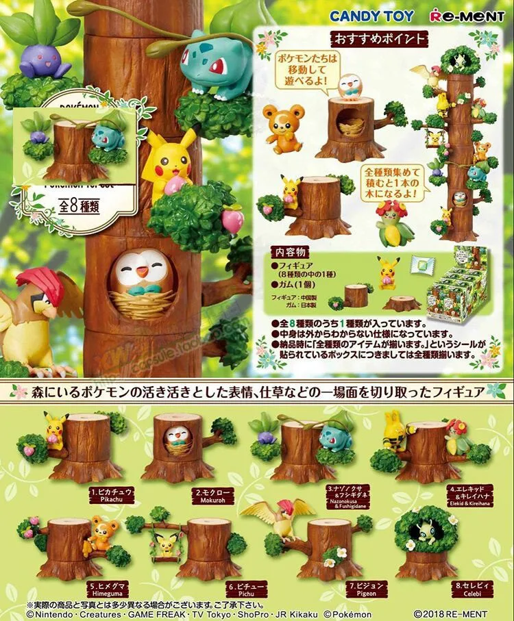 

8Pcs/Set Original POKEMON Toy tree stump Pocket Monster Pikachu Forest Action Figure Model Game Blind Box Pok Anime Toy For Kid