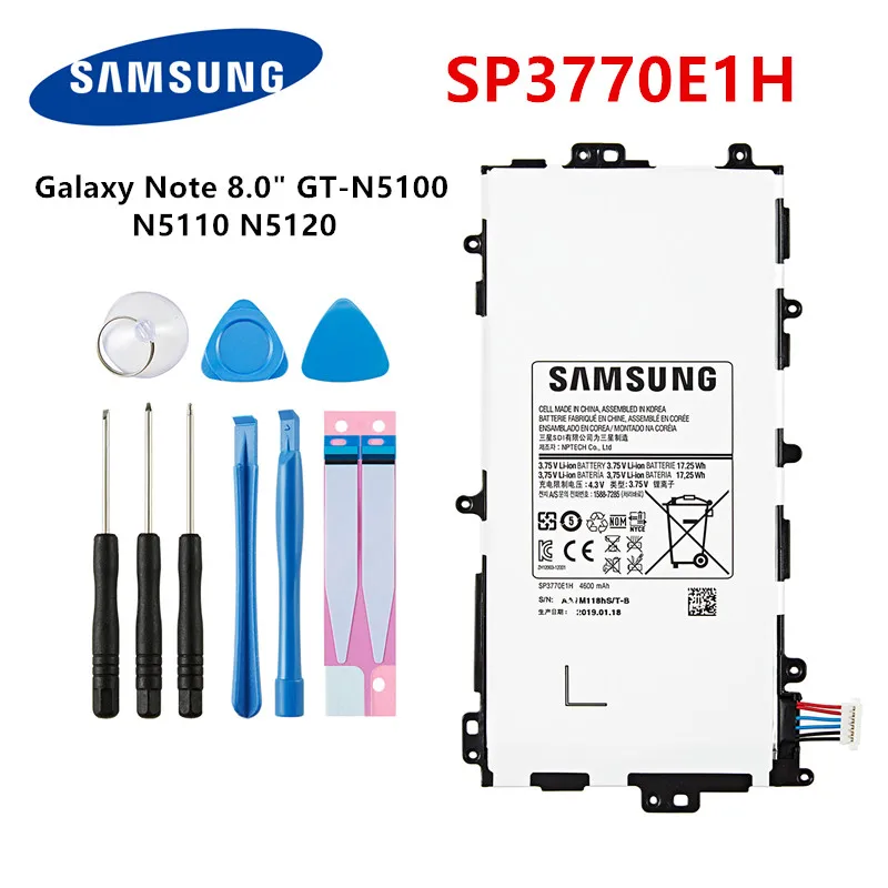

SAMSUNG Orginal Tablet SP3770E1H Battery 4600mAh For Samsung Galaxy Note 8.0" GT-N5100 N5110 N5120 Tablet Batteria +Tools