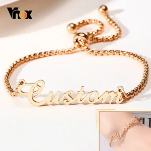 Браслет Vnox для женщин, браслет из нержавеющей стали цвета розового золота с регулируемой коробкой и цепочкой, элегантный подарок на Рождество для девушек