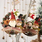 Рождественский венок из ротанга в виде снеговика, тканевый медведь, подвесное украшение для рождественской елки, подвеска для дома, подарки, украшения, товары Вечерние