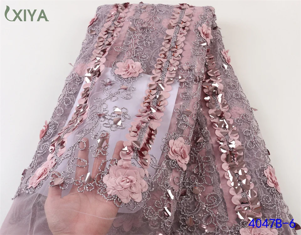 

Африканская кружевная ткань с блестками, Высококачественная 3D Цветочная кружевная ткань с блестками и вышивкой, нигерийская сетчатая круж...