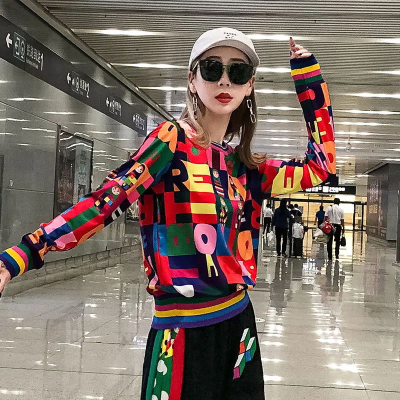 

2021 new Korean Style Student Leisure Sports Suit Autumn Girl Loose T-shirt Harem Pants Trousers Fashion Two-Piece Suit