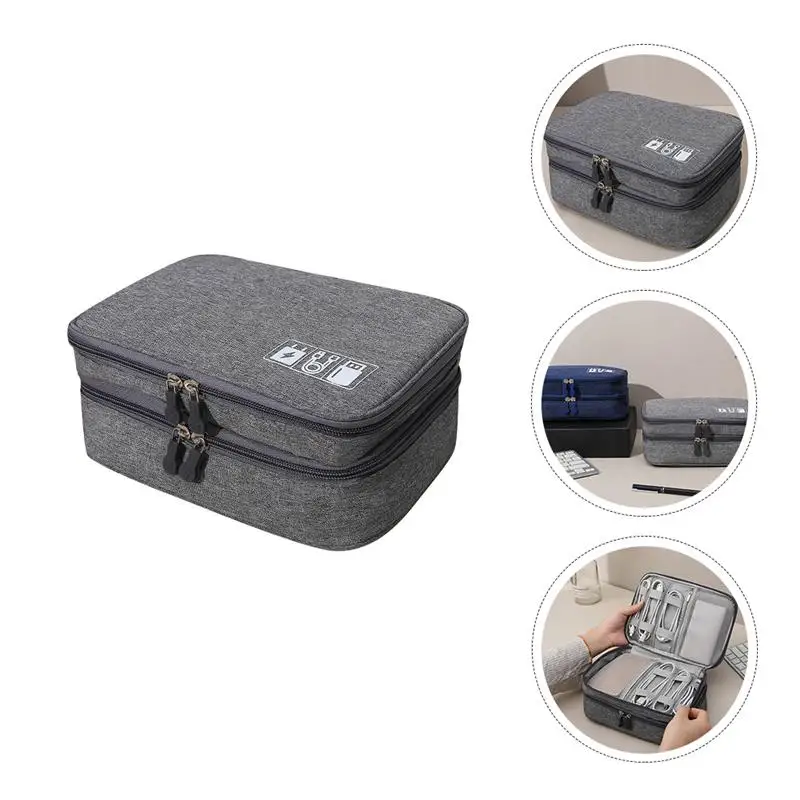 

1pc Storage Bag Fine Durable Useful Canvas Storage Pouch Portable Storage Bag Earphone Organizing Bag