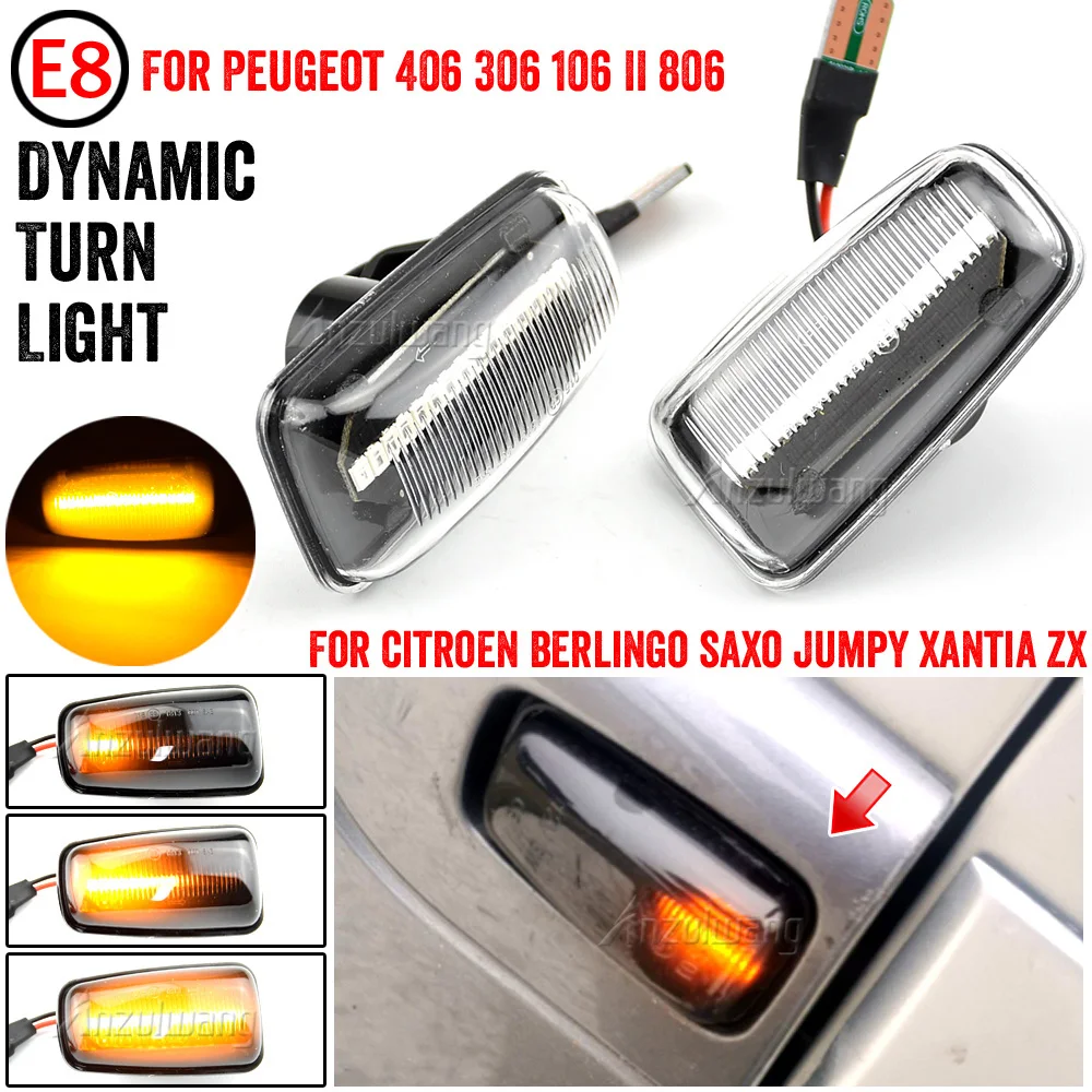 

2x Flowing Turn Signal Led Dynamic Side Marker Side Repeater Light for Peugeot 106 306 406 806 EXPERT Partner Ranch For Citroen