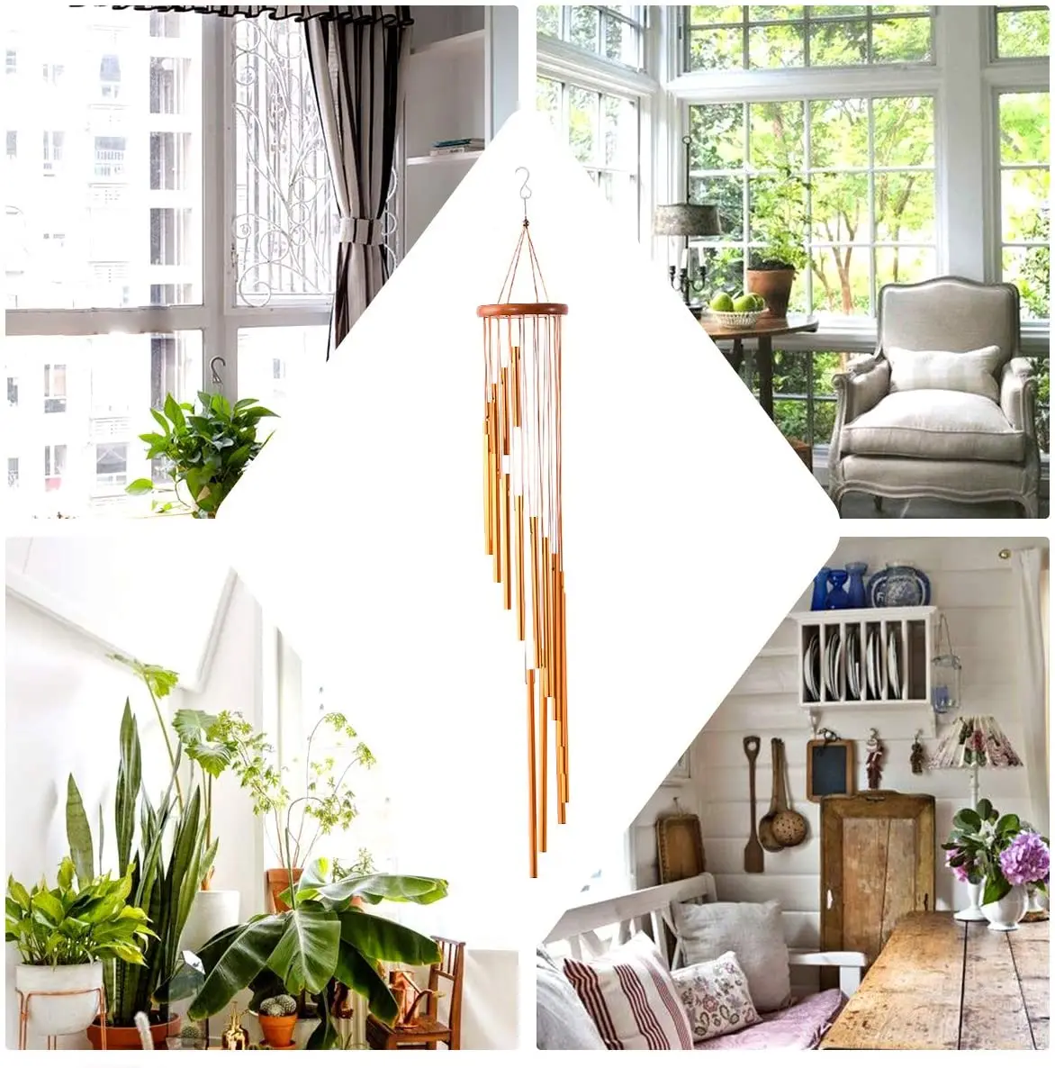 

Wind Chimes with18 Aluminum Alloy Musically Tubes,35" Solid Wood Rotating Wind Chimes for Balcony, Gardens, and Courtyards Decor