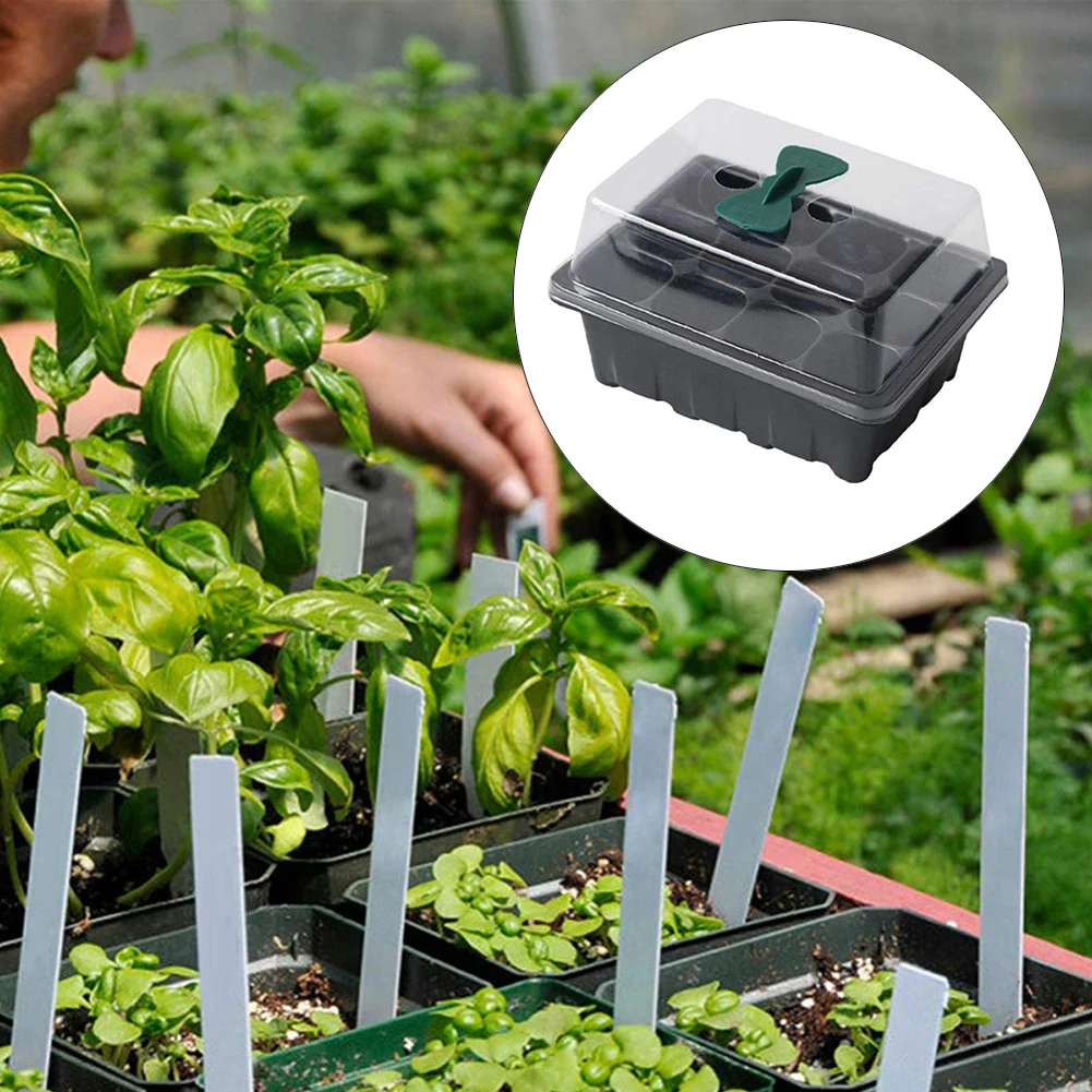 

12 Cells Seed Starter Kit Plant Seeds Grow Box Garden Grow Box Gardening Supplies Seedling Trays Germination Box With Dome Base