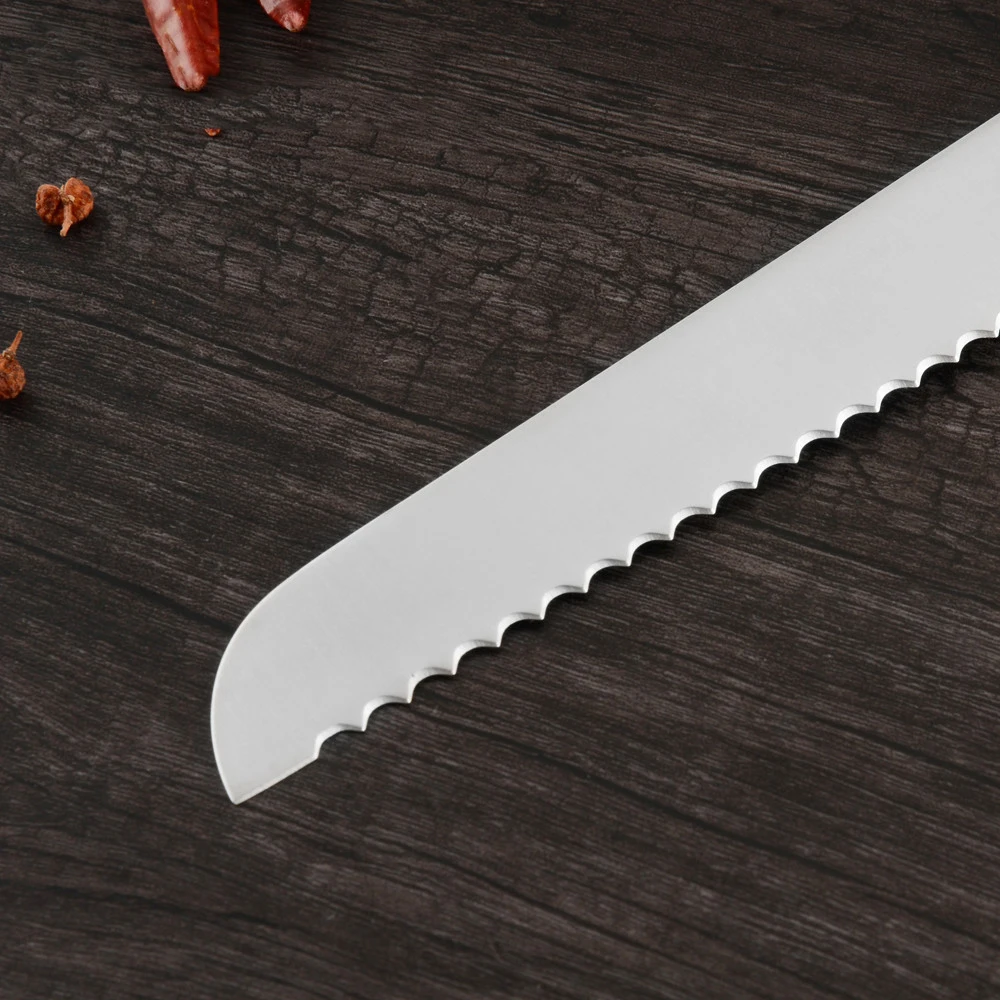 Нож из нержавеющей стали, нож для нарезки хлеба, 8 дюймов, кухонные ножи, инструменты с зубчатым дизайном, резак для резки хлеба, сыра, торта