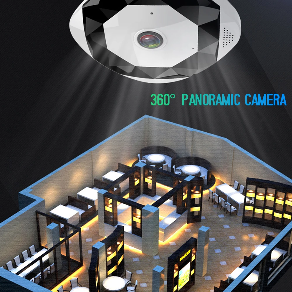 Камера видеонаблюдения 960P Wifi панорамная камера с углом обзора 360 градусов