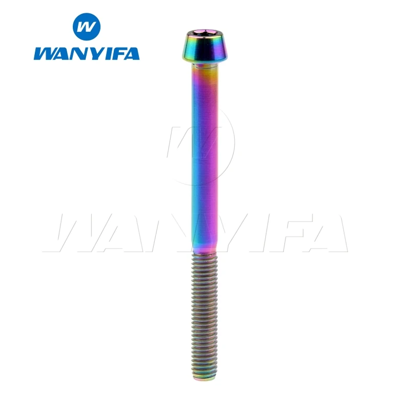 M5x60 Rainbow Wanyifa Винт С Титановым болтом M5x9 15, 16, 18, 20, 25 30 35, 40 45 50 55 60 мм конической головкой для велосипеда кронштейн руля велосипеда части - Цвет: M5x60 Rainbow