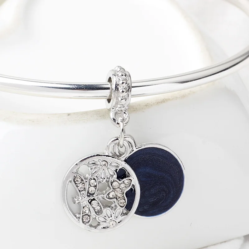 Новинка оригинальные посеребренные бусины из сплава синяя эмаль натуральная