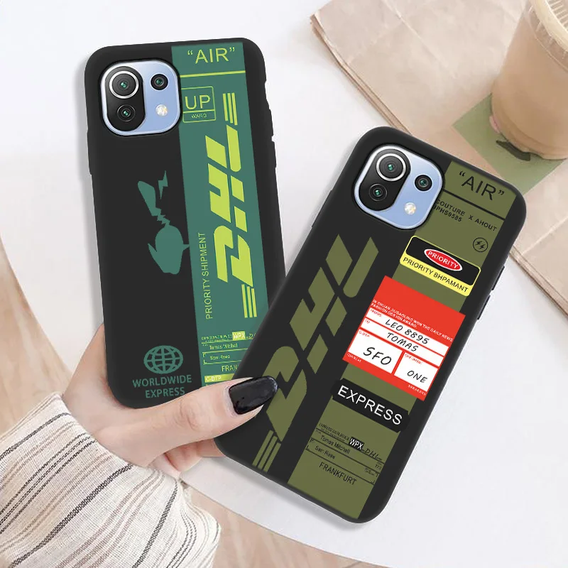 for xiaomi mi 11 ultra cases hot dhl express label phone case redmi note 10 pro mi 11 lite 10t pro 9t 8 9 se silicone cover capa free global shipping