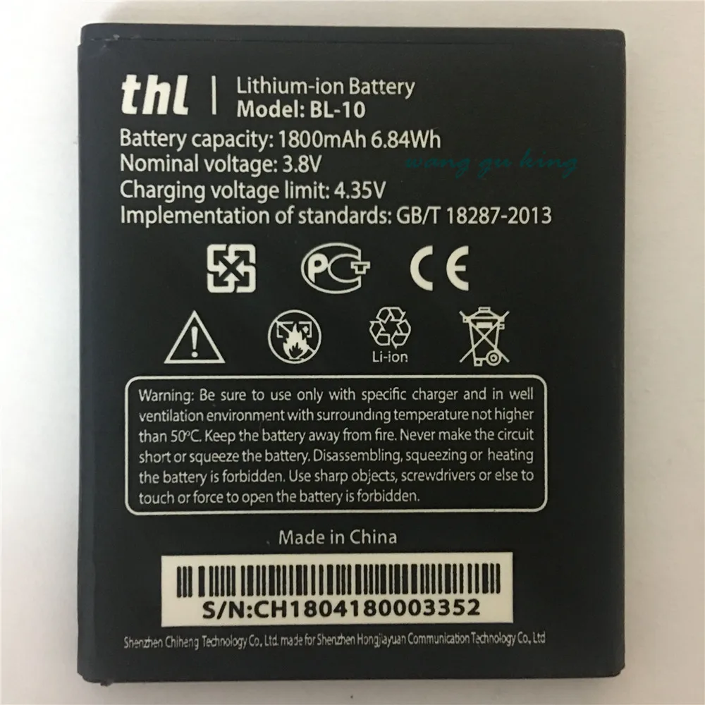 

Оригинальный аккумулятор для THL BL-10 1800 мАч литий-ионный аккумулятор для THL BL-10 BL10 T12 Замена смартфона