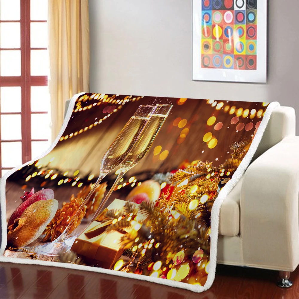 

Подарок на Новый год, зимнее теплое одеяло из шерпы, Флисовое одеяло на диван-кровать с рождественским декором, покрывало для кровати, детск...